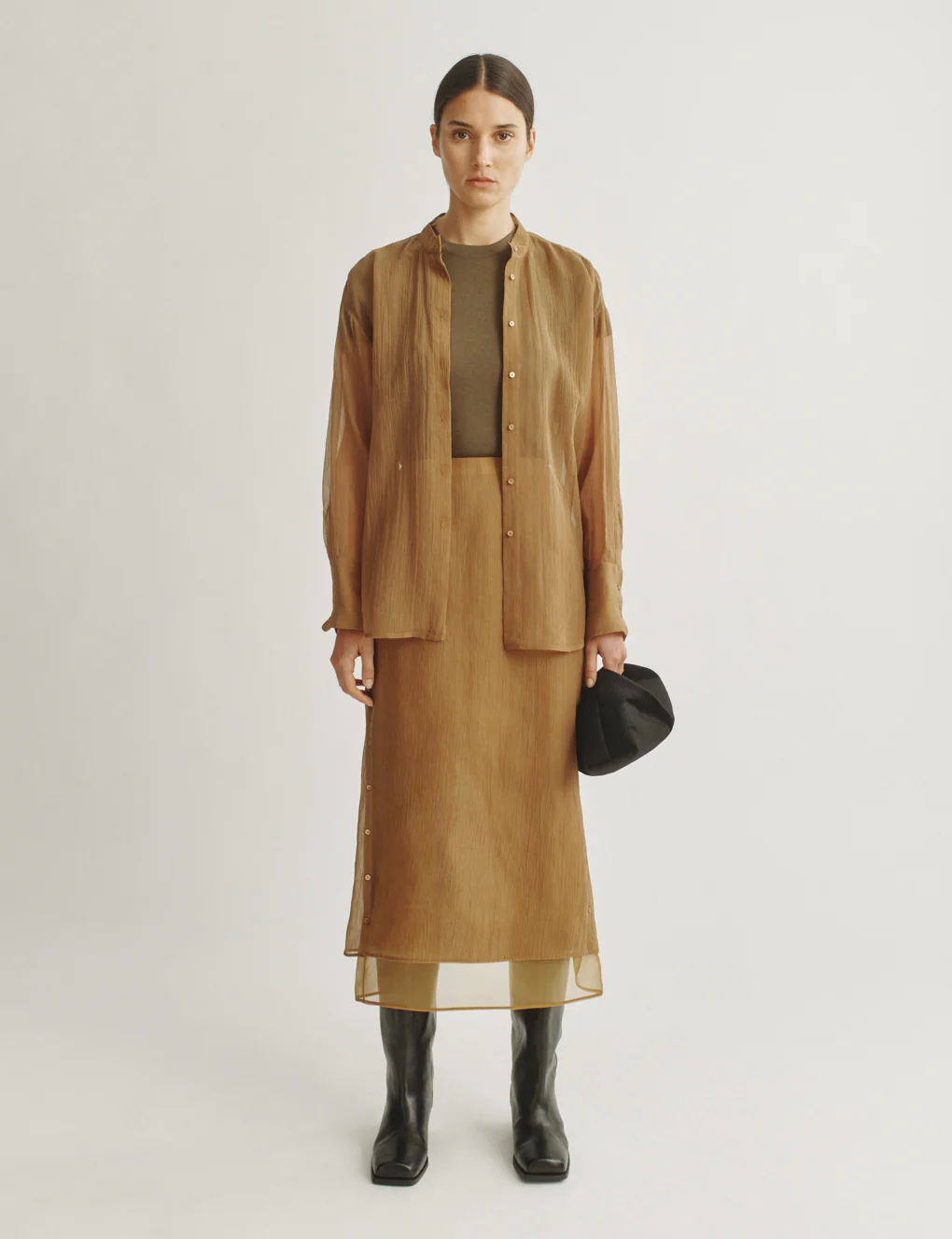 The Sheer Overlay Skirt in Starched Chiffon