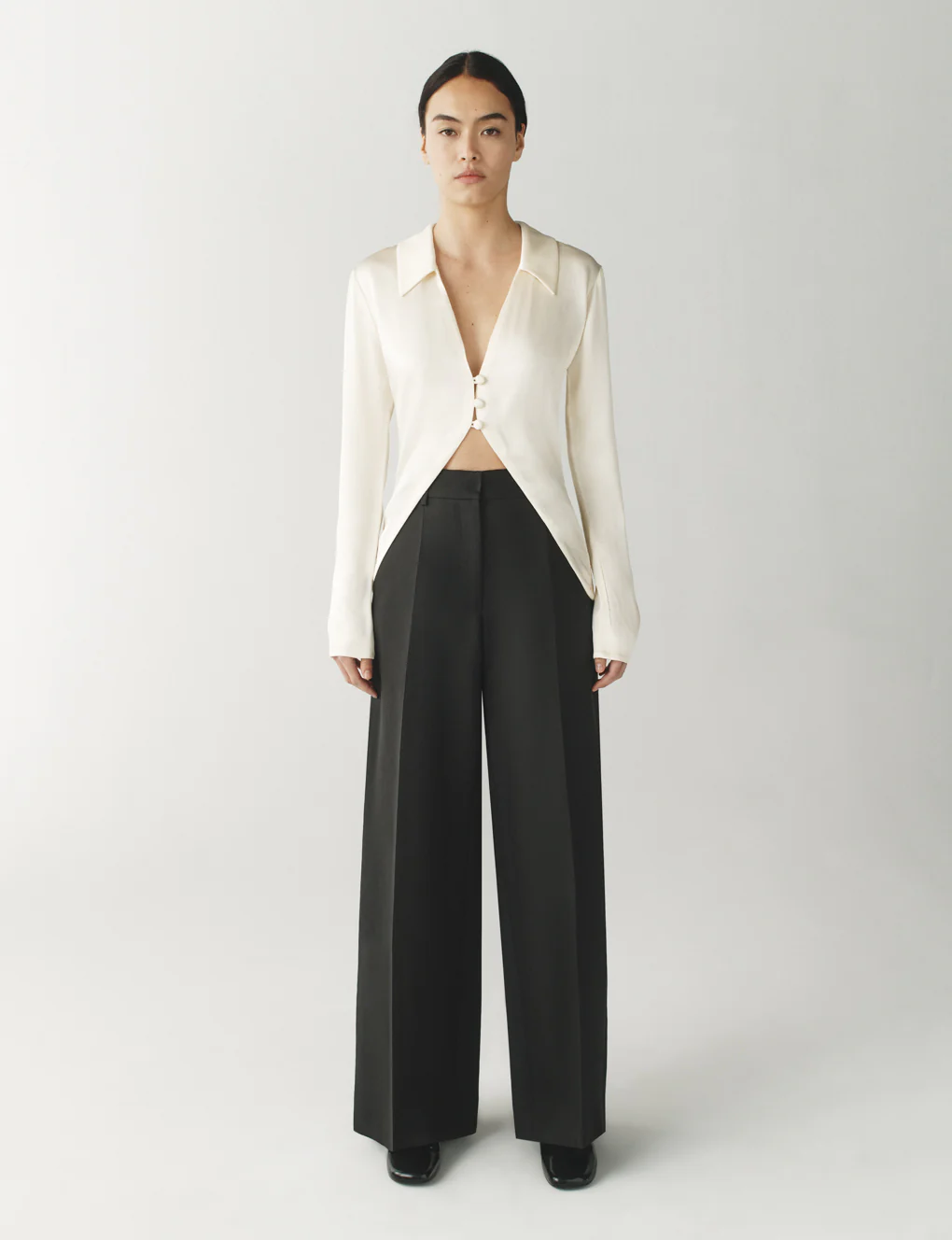 The Satin Button Top