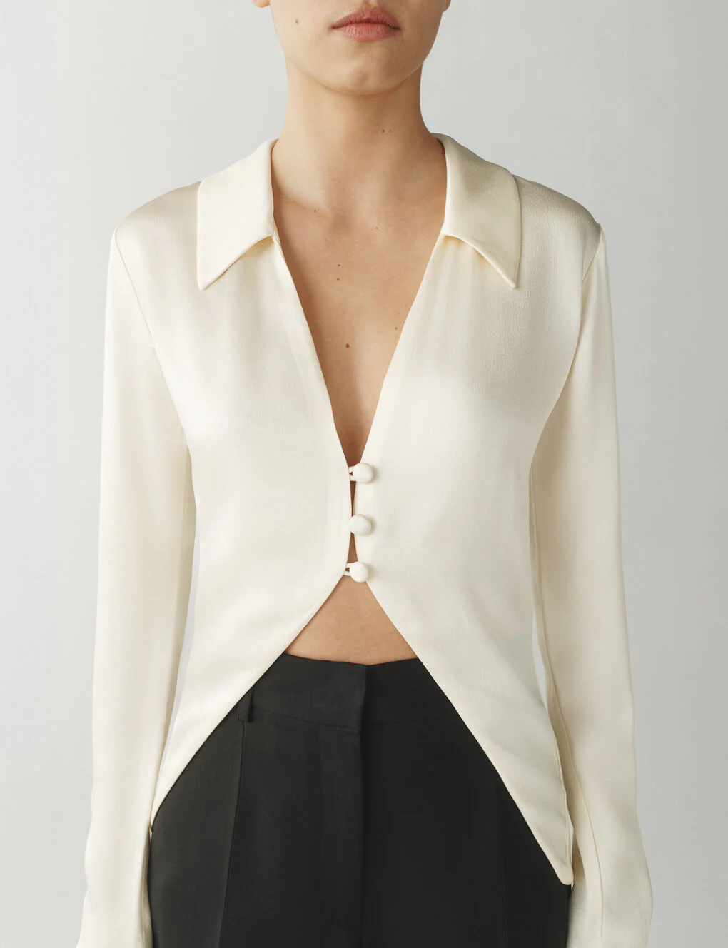 The Satin Button Top