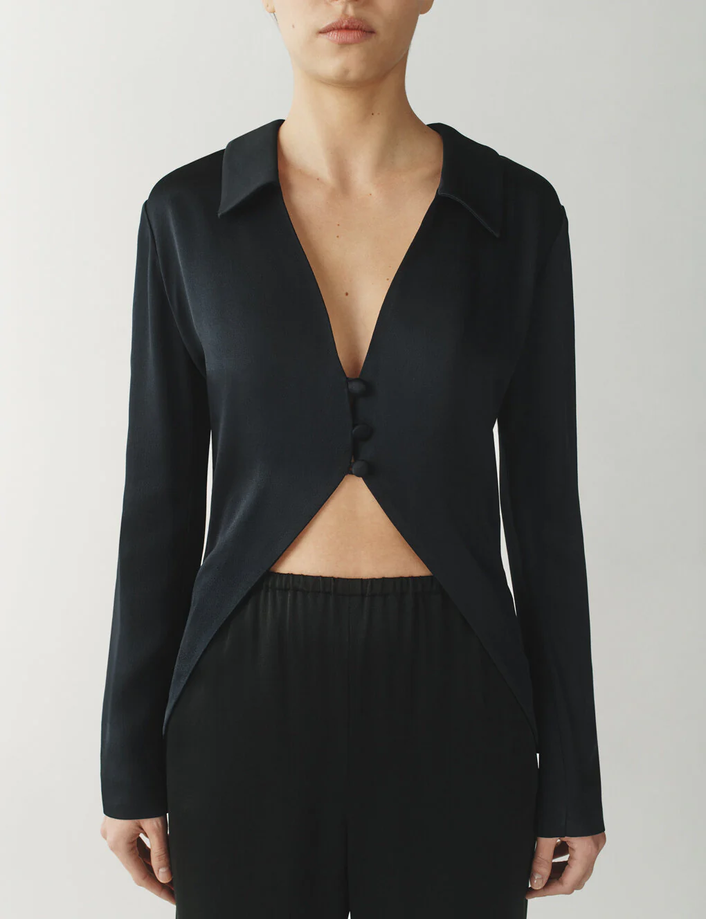 The Satin Button Top